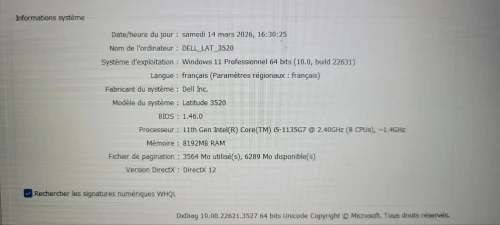Dell Latitude 3520 Intel core i5 11e génération