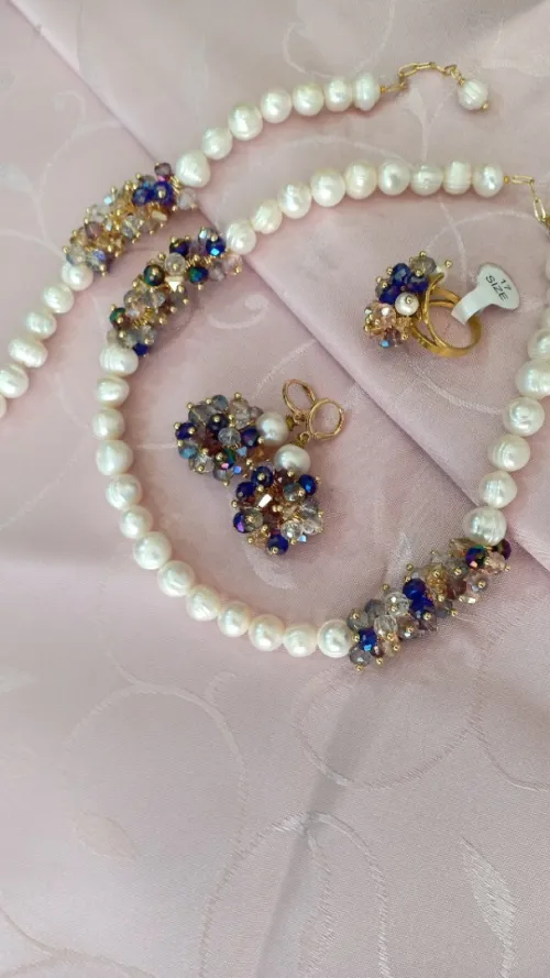 Parure en perles de culture joher hor et cristal 💎طاقم من الجوهر الحر والكريستال 