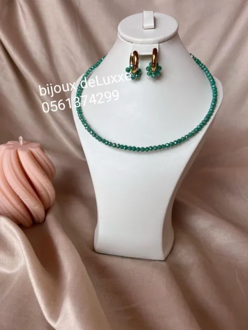 Collier et boucles tendance en cristal et acier inoxydable garanti 