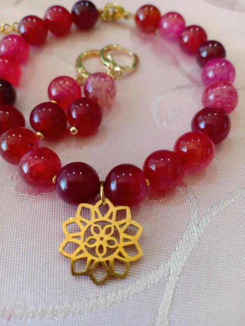  Bracelet et boucles en perles naturelles semi précieuse l'agate 🌞