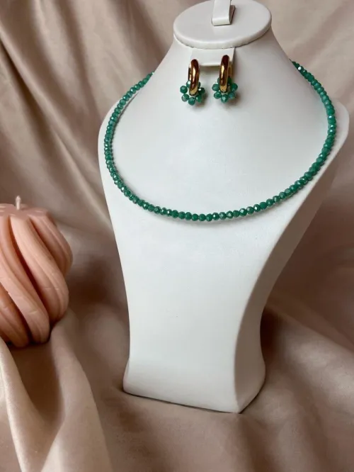 Collier et boucles tendance en cristal et acier inoxydable garanti 