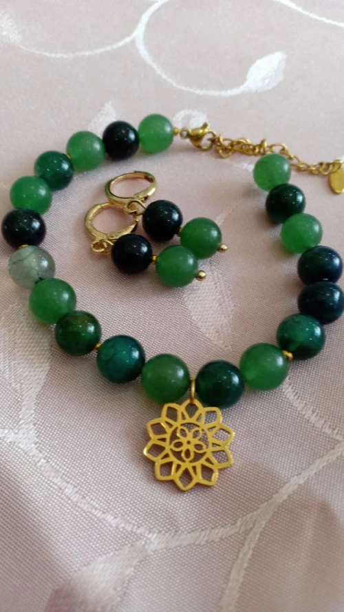  Bracelet et boucles en perles naturelles semi précieuse l'agate 🌞