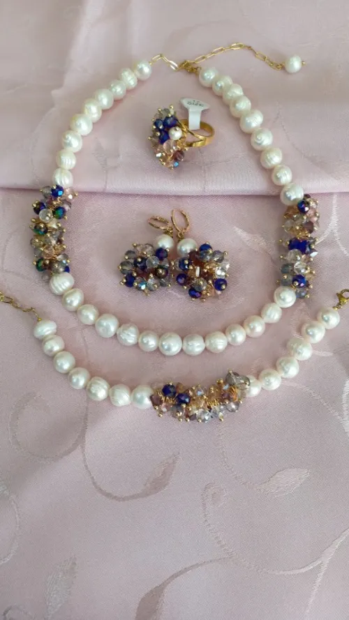 Parure en perles de culture joher hor et cristal 💎طاقم من الجوهر الحر والكريستال 