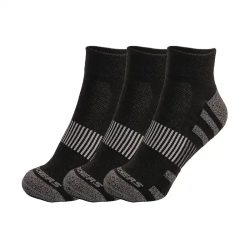 3Pk Mens Extended Terry Qtr Crew Black
