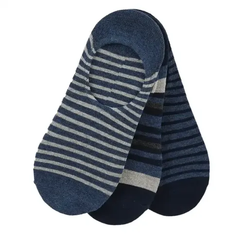 3Pk Mens Non Terry No Show  Navy Combo