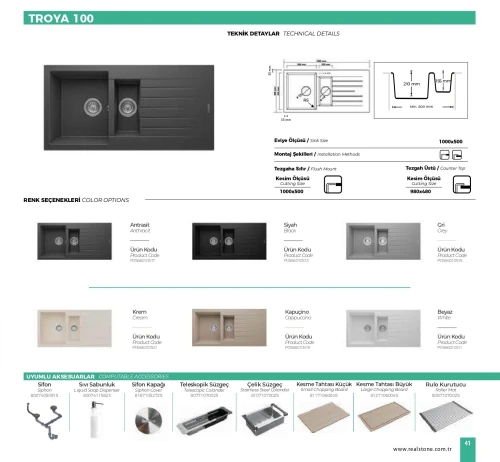 Évier de cuisine TROYA 100  RealStone
