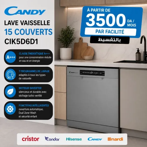 Lave-vaisselle Candy Full Encastrable 15 Couverts CIK5D6D1