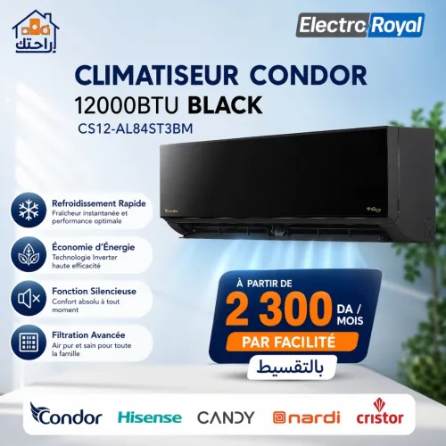 Climatiseur CONDOR ALPHA Inverter Smart Super Tropical 12K BTU  Noir