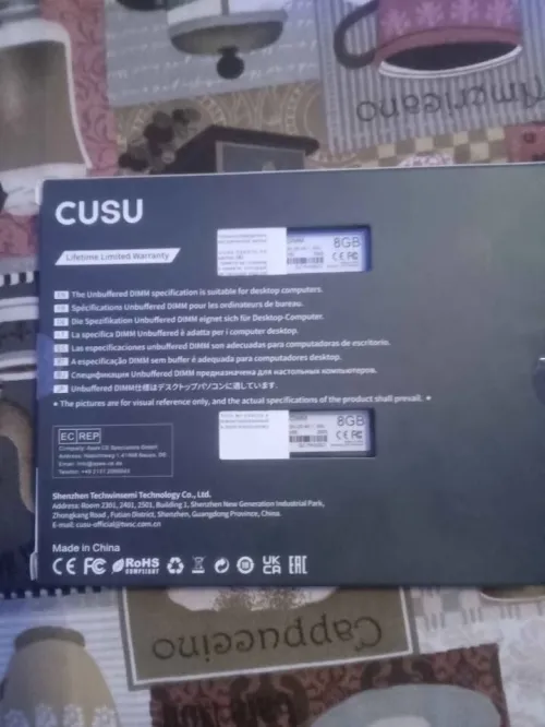 RAM 16Gb (2x8gb) 3200mhz  Cl16  CUSU