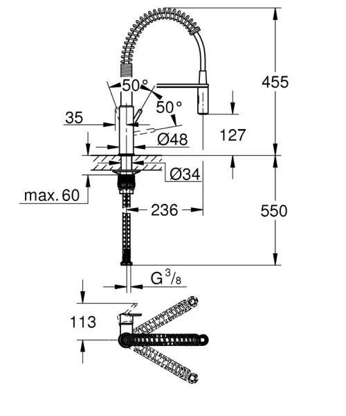 Robinet cuisine Grohe Jet clova