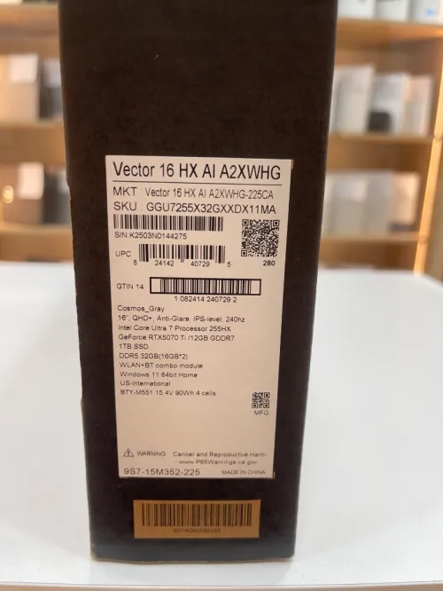 Msi Vector 16 HX ultra 7 255HX 32 ddr 5 1tb ssd