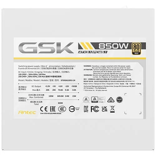 Alimentation ANTEC - GSK 850W ATX Blanc
