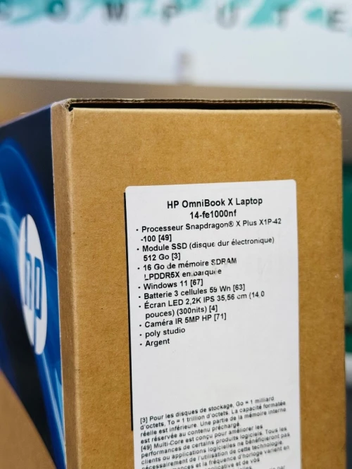 LAPTOP HP OMNIBOOK X 14 SNAPDRAGON X PLUS 16GB 512GB NEUF 