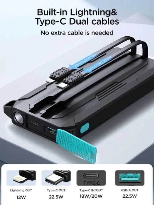 JOYROOM JR-L018 22.5W Power Bank 2000mAh with Dual Cables