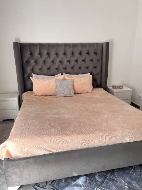 Chambre complète moderne : Lit 1m80coffret + matelas + grande coiffeuse Hollywood
