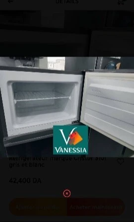 Réfrigérateur marque Cristor 310l gris et blanc