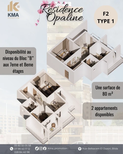 Vente Appartement F2 Blida Ouled yaich