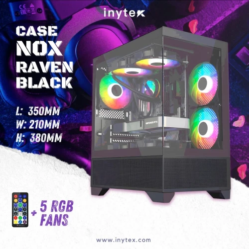 Boitier Nox Fusion Raven avec 5Pcs Fans M31-12cm ARGB + Controlleur 10 sorties Black
