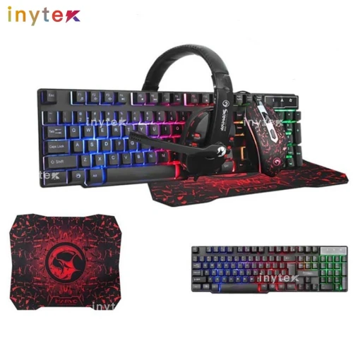Kit Combo Gaming 4en1 Clavier + Souris + Casque + Tapis de Souris Marvo Scorpion Cm370