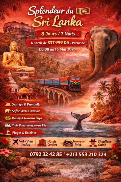 Splendeur du Sri Lanka - - Circuit de 8 jours et 7 nuits au Sri Lanka mois de Mai le prix a partir de 337 999 DA