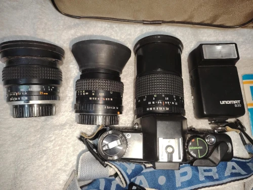Pack Photo Argentique Vintage - Praktica B100 (+ 3 Objectifs, Flash & Sacoche)