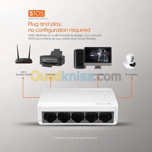 SWITCH RESEAU TENDA 5 PORTS 100MBPS S105 