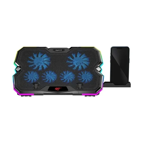 Support Ventilateur Refroidisseur Havit Double Ventilo F2068 SUP RGB Mobile