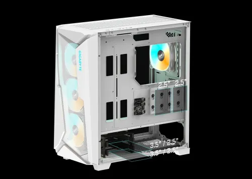 Boîtier Gaming Gigabyte C301 Glass White ATX RGB Ventilation Premium Design