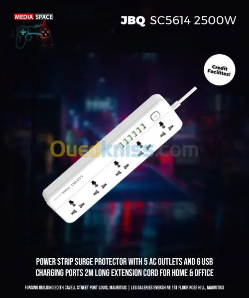 MULTI PRISE  LDNIO MOBILAND 05 PRISE UNIVERSELLES + 06 PORT USB AUTO-ID SC5614