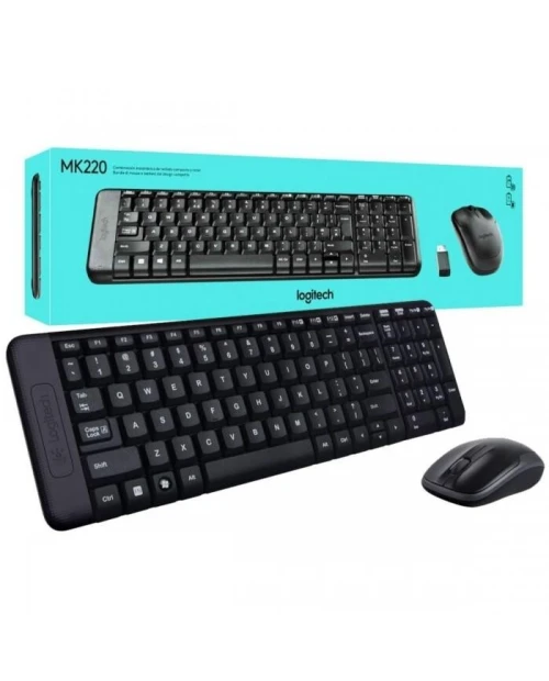 Combo Logitech MK220 Clavier Souris Sans Fil 2.4GHz Compact AZERTY USB Autonomie Longue Durée Design Gain de Place PC Portable Bureau