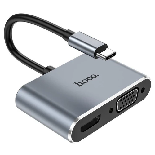 Hub USB Type-C HOCO HB30 HDMI VGA USB 3.0 PD Adaptateur Multiport 4-en-1 Charge Rapide Laptop MacBook PC Projection 4K