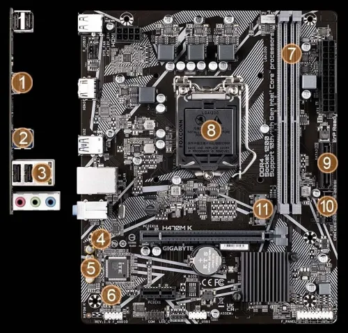 CARTE MERE H470 M K GIGABYTE INTEL SOCKET LGA 1200 INTEL CORE 10TH GEN DUAL2*DDR4