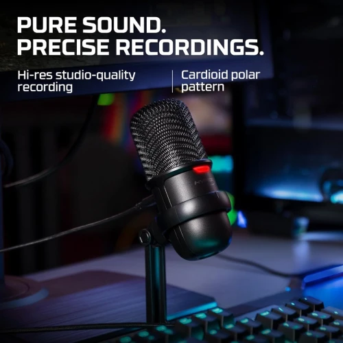 Microphone Gaming HyperX SoloCast USB Qualité Studio 24-bit, Streaming & Podcast