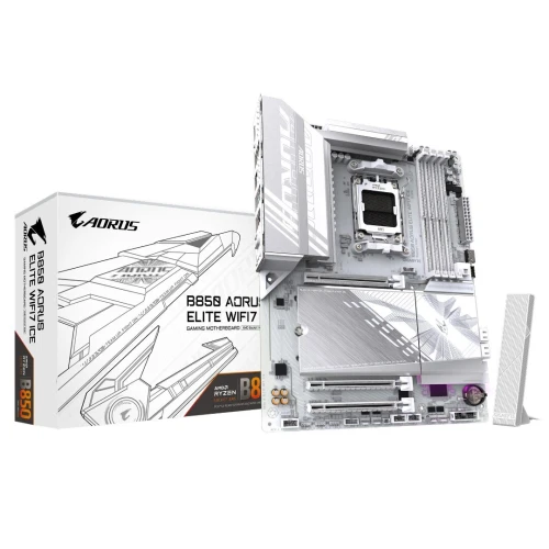 CARTE MERE B850 AORUS ELITE WIFI7 ICE GIGABYTE SOCKET AM5 RYZEN 9000 8000 7000 SERIES WIFI 7 DUAL 4 DDR5 8200+OC EXPO