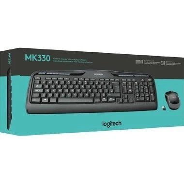Combo Logitech MK330 Clavier Souris Sans Fil 2.4GHz AZERTY Full Size Touches Multimédia Autonomie Longue Durée USB Confort Bureau PC Portable
