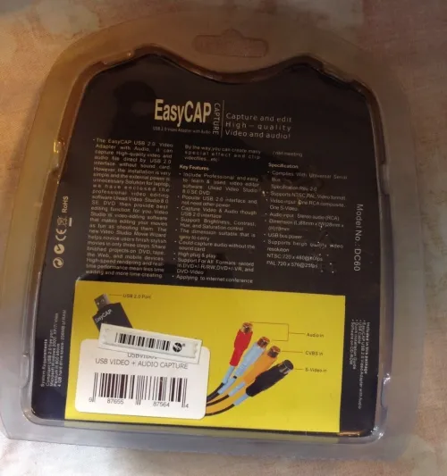 Carte dAcquisition Vidéo EasyCAP DC60 USB 2.0 Convertisseur AV vers PC