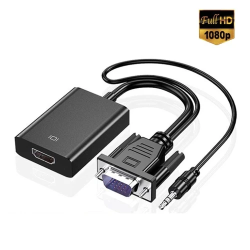 ADAPTATEUR VGA MALE TO HDMI FEMELLE AVEC CABLE AUDIO FULL HD 1080