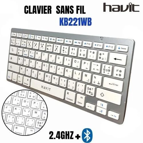 Havit HV-KB221WB Clavier Sans Fil 2 4 GHz USB Compact