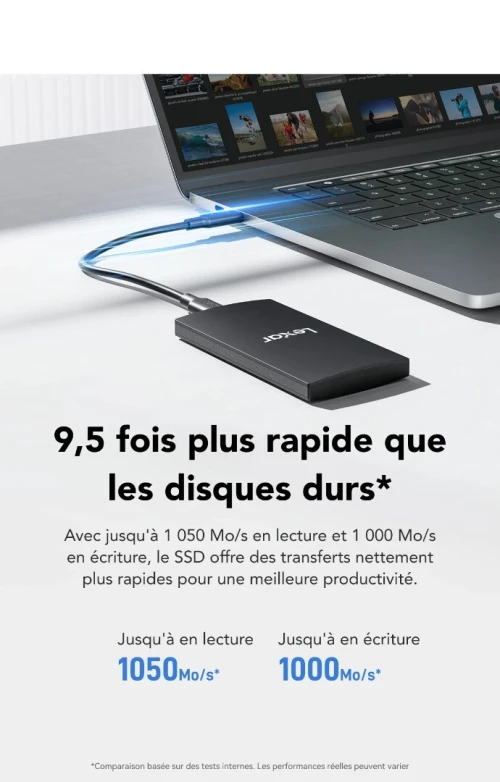 Lexar SL300 Disque Dur Externe 1 To USB 3.2 Portable
