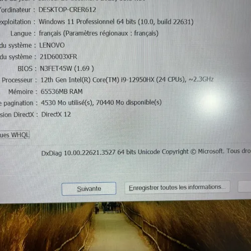 Lenovo ThinkPad P16 Gen 1 - Workstation i9-12950HX, 64Go, 1To, RTX A4500 16Go dédiée, 16" 2k"