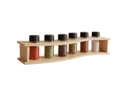 رف توابل خشبي عصري 6 قارورة Porte-Épices Design en Bois (6 Pots)