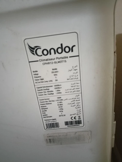 Climatiseur mobile condor  12 Btu/h