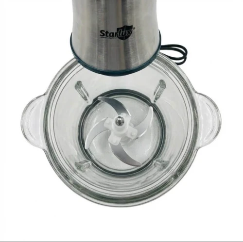 Hachoir électrique 3 en 1 2L/500W/Bol en verre + inox