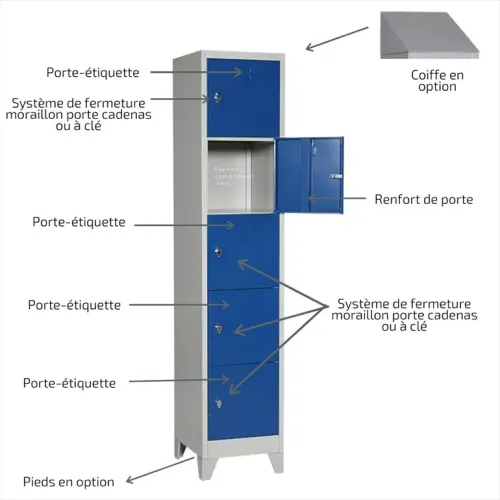 Vestiaire métallique Scolaire / Armoire métallique / Classeur métallique C4 / Rayonnage / Etagère