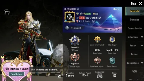 Compte pubg mobile global NIV 84 "Investigation Major"حساب ببجي مستوى