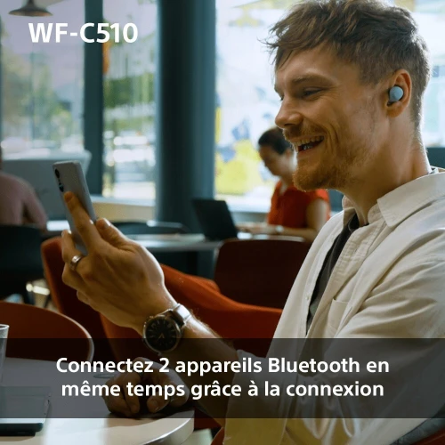 Sony WF-C510 Écouteurs intra-auriculaires, connexion multipoint, IPX4, charge rapide, iOS et Android