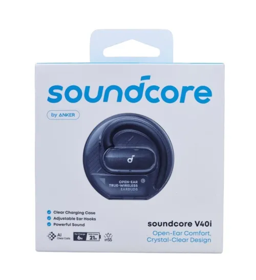 Anker Soundcore V40i Écouteurs à Oreilles Libres, IP55, 21H, Netteté IA des Appels, Bluetooth 5.4