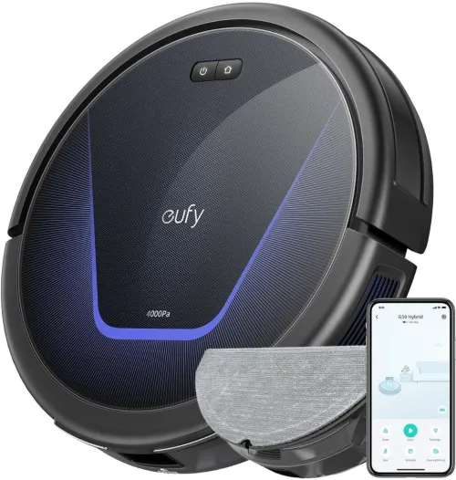 Anker Eufy G50 Hybrid Aspirateur Robot, Aspiration 4 000 Pa, Dynamic Navigation, Pro-Detangle Comb