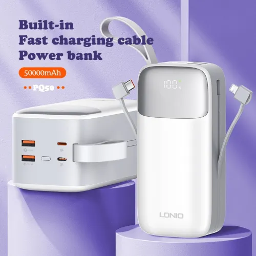 Powerbank Ldnio 50000mah PQ50 22,5W Câbles intégrés: USB-C/Lightning