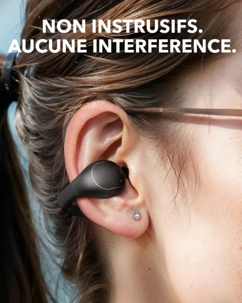 Ecouteurs Soundcore Anker C40i ,Ear Clip Ouverts Flexible, Commandes Boutons, Confort léger